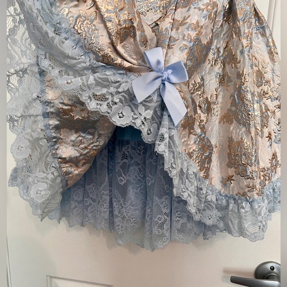 NWT Sugar Thrillz - Dolls Kill - Mini Dress - Tea and Circumstance Brocade, Blue - Picture 5 of 6